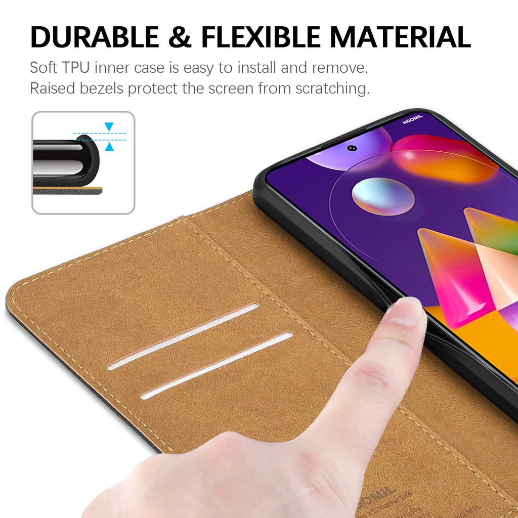 HOOMIL Handyhülle für Samsung Galaxy M31S Hülle, Premium PU Leder Flip Case Schutzhülle für Samsung Galaxy M31S Tasche (Schwarz)