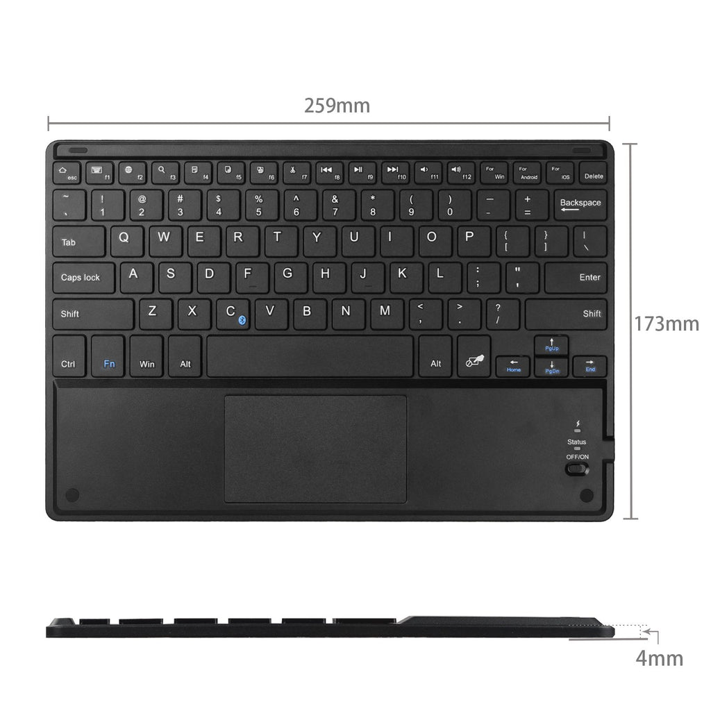 Fintie Ultrathin 4mm Wireless Bluetooth Keyboard with Built-in Multi-Touch Touchpad for iPad, iPhone, Samsung Galaxy, Nexus, Microsoft Surface, HP and Other Bluetooth Devices [Retail Packaging]