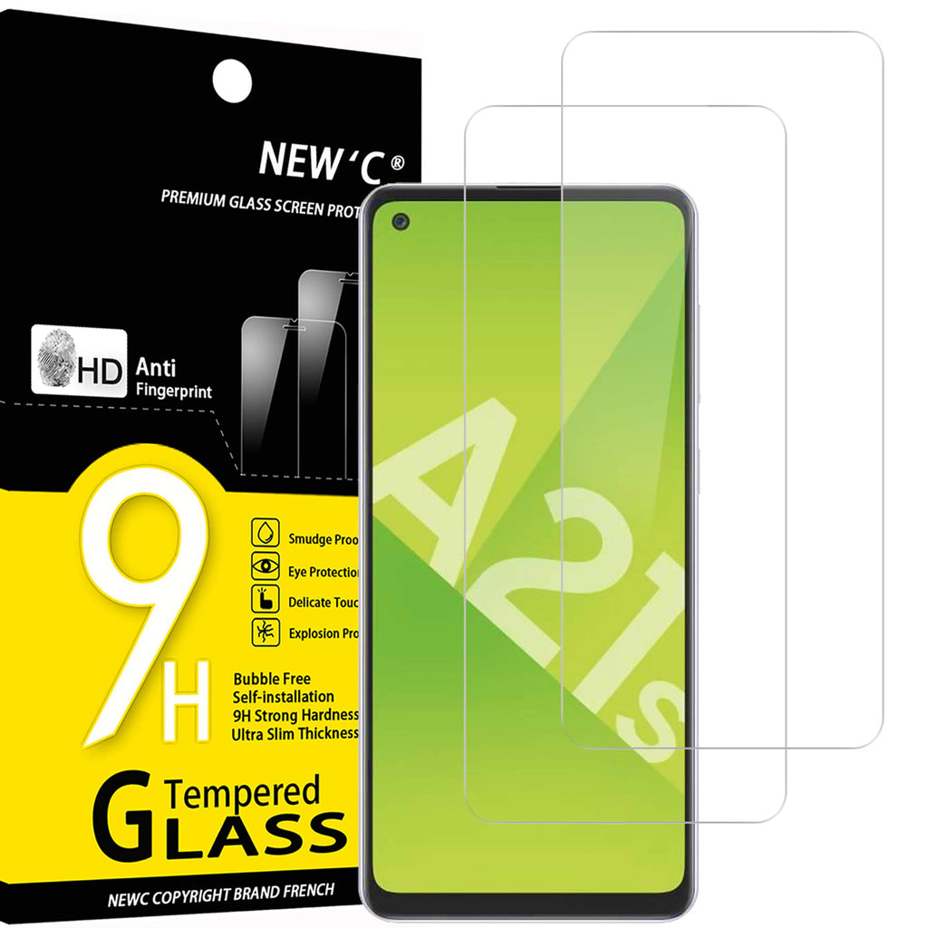 NEW'C, Schutzfolie Panzerglas für Samsung Galaxy A21s, Frei von Kratzern, 9H Härte, HD Displayschutzfolie, 0.33mm Ultra-klar, Ultrabeständig