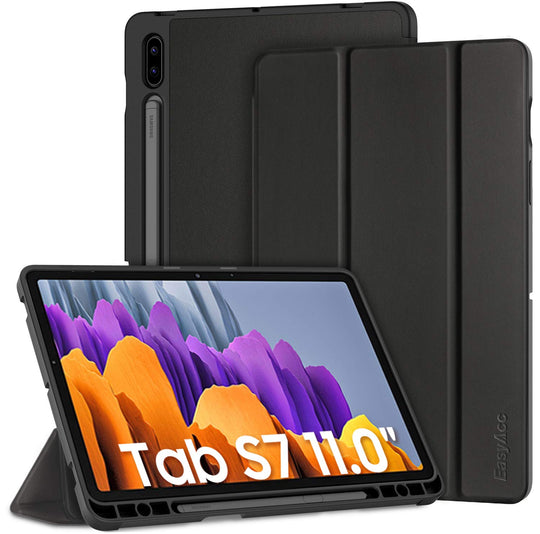 EasyAcc Hülle Kompatibel mit Samsung Galaxy Tab S7 2020 - Ultra Dünn mit Auto aufwachen/Schlaf Funktion Standfunktion Slim PU Leder Schutzhülle Passt für Samsung Galaxy Tab S7 2020, Schwarz