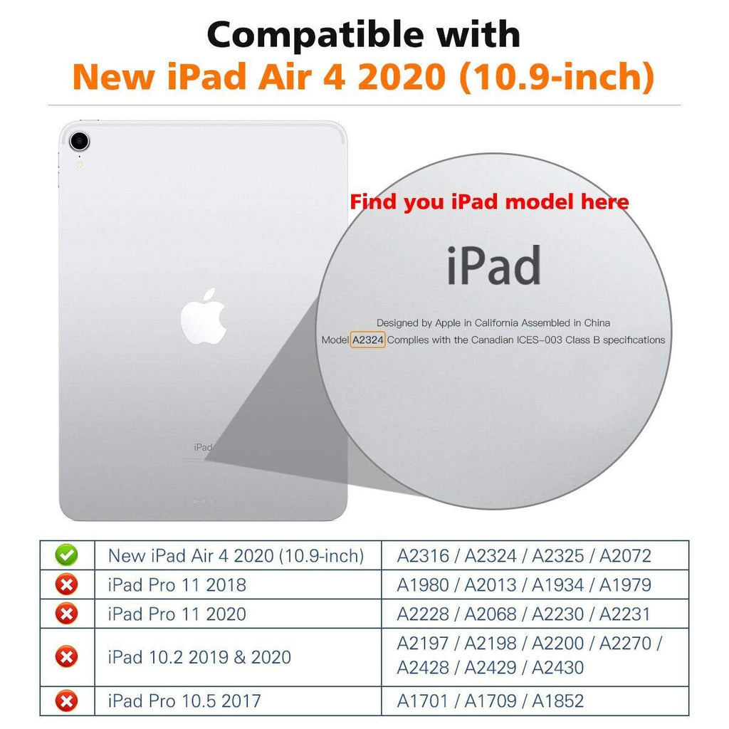 MoKo Hülle Kompatibel mit iPad Air 4. Generation 2020 iPad 10.9 Zoll 2020 Tablet, Auto Schlaf/Wach [Unterstützt 2. Gen iPencil Laden] Transluzent Rückhülle Schutzhülle PU Leder Tasche, Space Grau