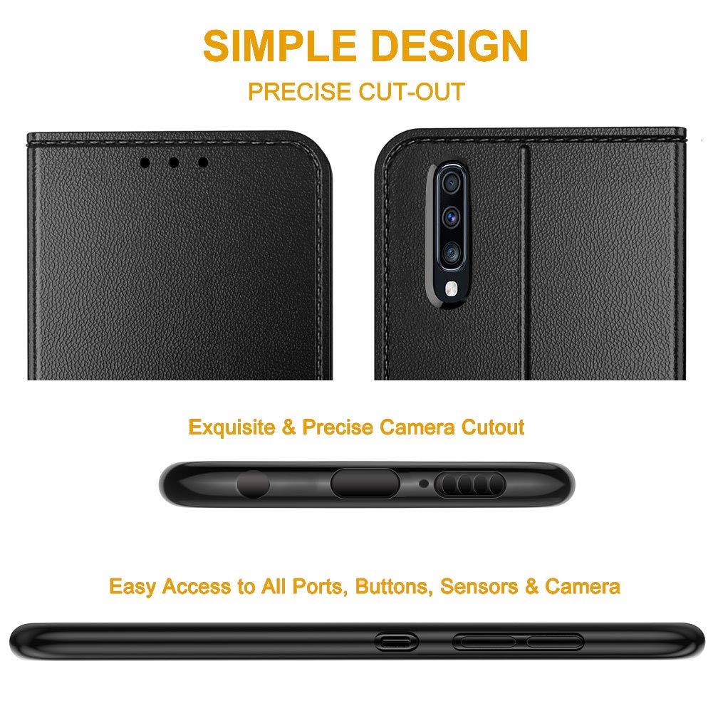 FMPCUON Handyhülle Kompatibel mit Samsung Galaxy A42 5G Hülle Leder PU Leder Tasche,Flip Case Lederhülle Handyhülle Etui Handytasche Schutzhülle für Galaxy A42 5G,Schwarz