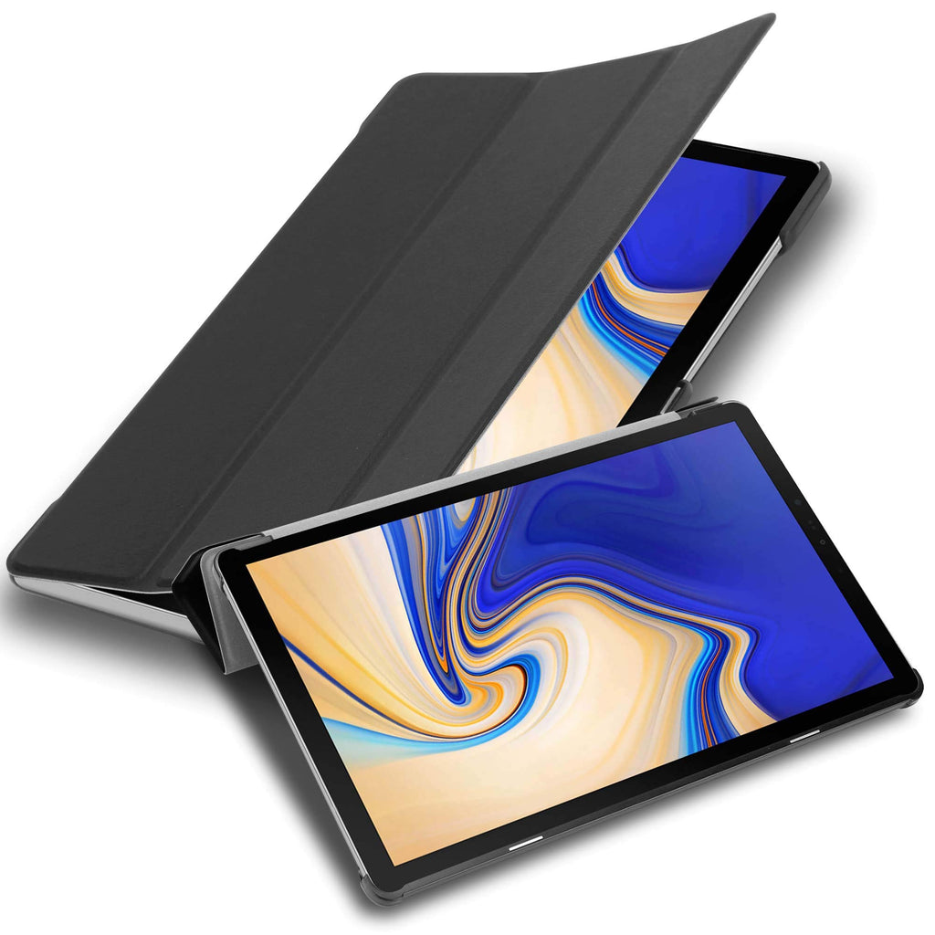 Cadorabo Tablet Hülle für Samsung Galaxy Tab S4 (10,5" Zoll) T830 / T835 in Satin SCHWARZ – Ultra Dünne Book Style Schutzhülle mit Auto Wake Up und Standfunktion aus Kunstleder