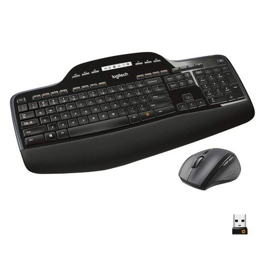 Logitech MK710 Kabelloses Tastatur-Maus-Set, 2.4 GHz Verbindung via Unifying USB-Empfänger, 3-Jahre Batterielaufzeit, LCD-Batterieanzeige, Handballenauflage, PC/Laptop, Deutsches QWERTZ-Layout