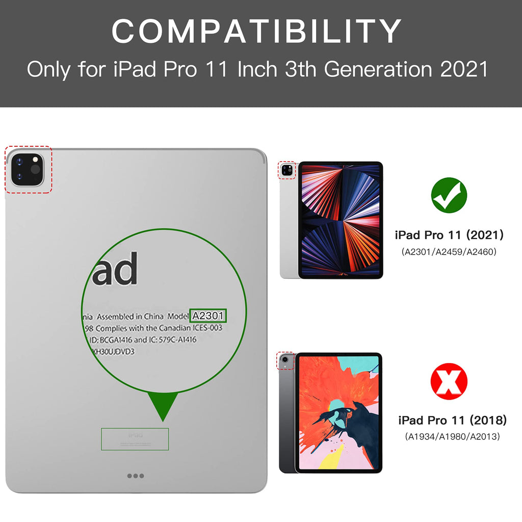 ZtotopCases Hülle für iPad Pro 11 2021, Ultradünne Soft TPU Rückseite Abdeckung Schutzhülle mit Pencilhalter, Auto Schlaf /Aufwach, für Neu 2021 iPad Pro 11 Zoll 3. Generation, Schwarz