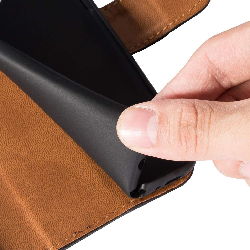 Case Collection Hochwertige Leder hülle für OnePlus Nord N10 5G Hülle (6,49") mit Kreditkarten, Geldfächern und Standfunktion für OnePlus Nord N10 5G Hülle