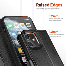 Laden Sie das Bild in den Galerie-Viewer, OCASE Handyhülle iPhone 12 Mini Hülle [Premium PU Leder] [Standfunktion] [Kartenfach] [Magnetverschluss] Lederhülle Klapphülle Etui RFID Schutzhülle Case Kompatibel für iPhone 12 Mini Schwarz
