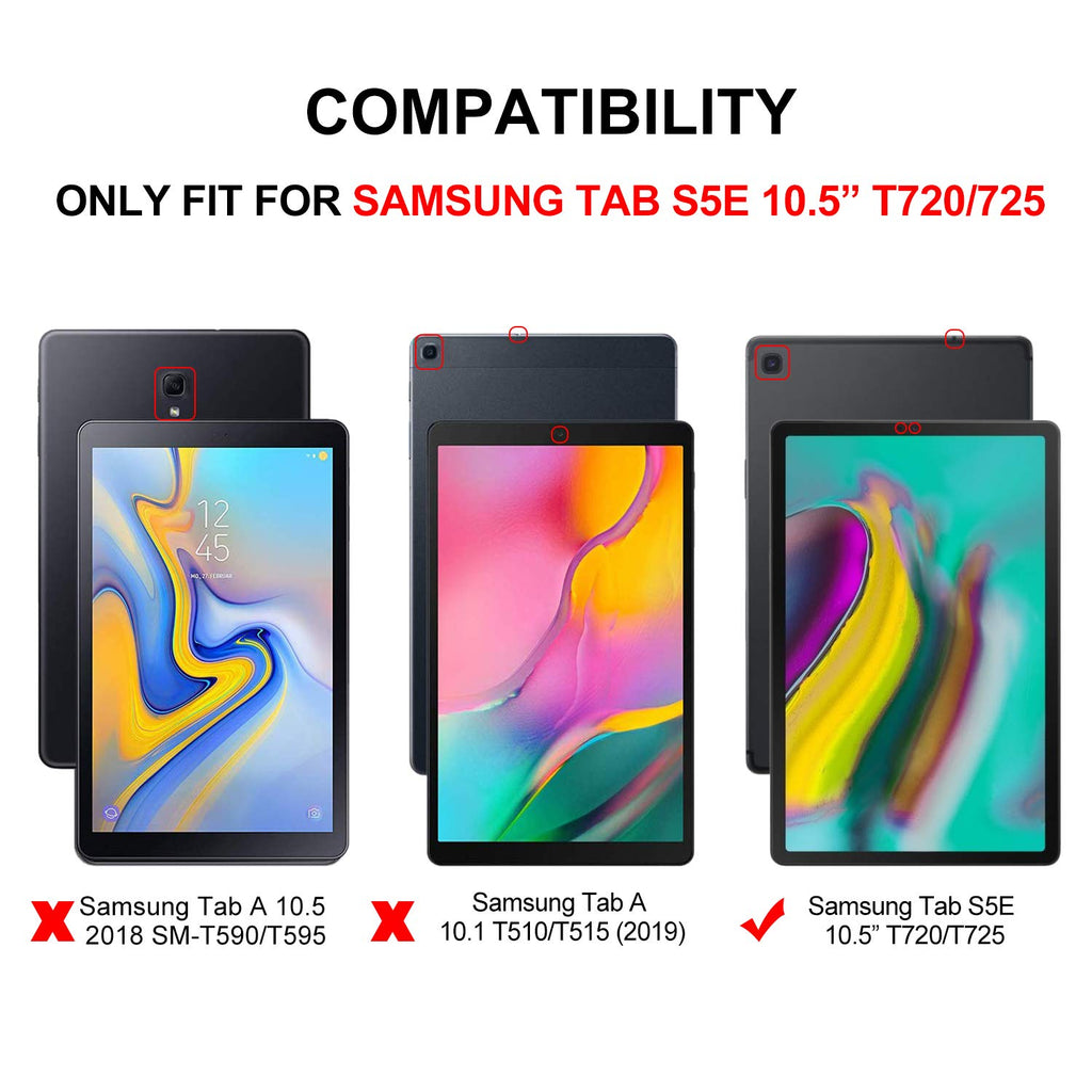 IVSO Samsung Galaxy Tab S5e Hülle, Galaxy Tab S5e Schutzhülle, Samsung Tab S5e Case, Hochwertiges PU mit Standfunktion Geeignet für Samsung Galaxy Tab S5e T720/T725 10.5 Zoll, Schwarz