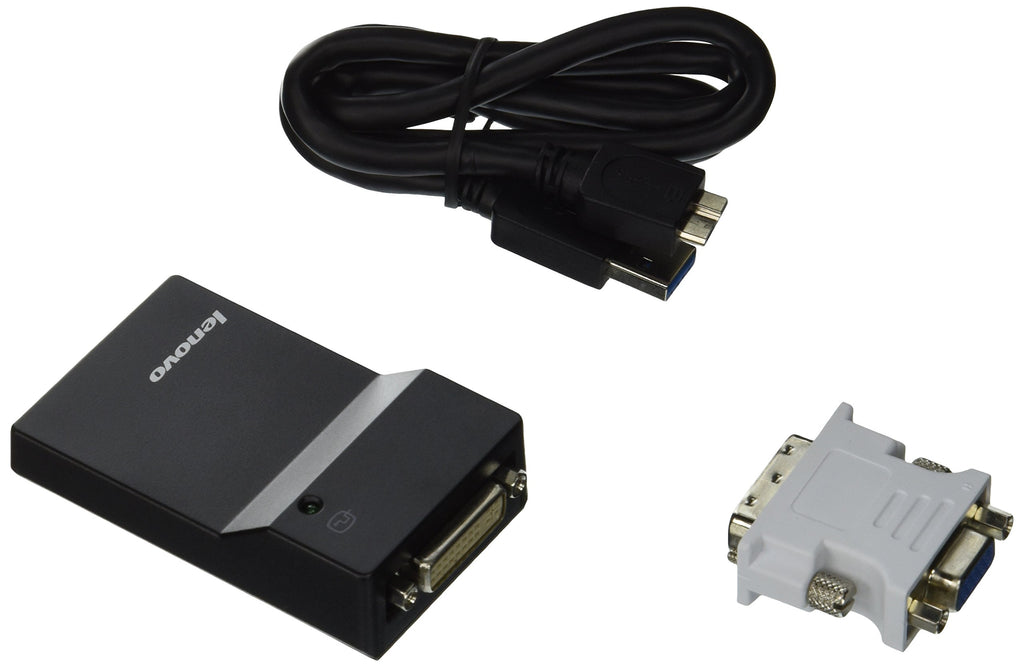Lenovo USB 3.0 DVI/VGA Mon Adapter, Schwarz
