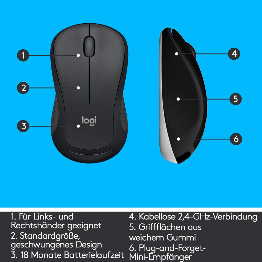 Logitech MK540 Advanced Kabelloses Tastatur-Maus-Set, 2.4 GHz Wireless Verbindung via Unifying USB-Empfänger, 3-Jahre Akkulaufzeit, Für Windows und ChromeOS PCs/Laptops, Deutsches QWERTZ-Layout