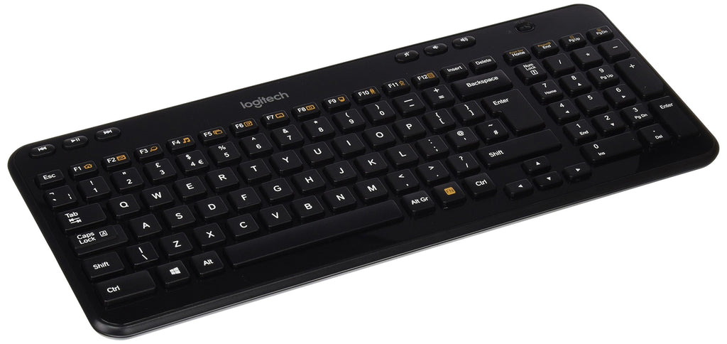 Logitech K360 Kabellose Tastatur, 2.4 GHz Verbindung via Unifying USB-Empfänger, 6 Multimedia-Tasten & 12 F-Tasten, Kompaktes & Leises Design, 3-Jahre Batterielaufzeit, Englisches QWERTY-Layout