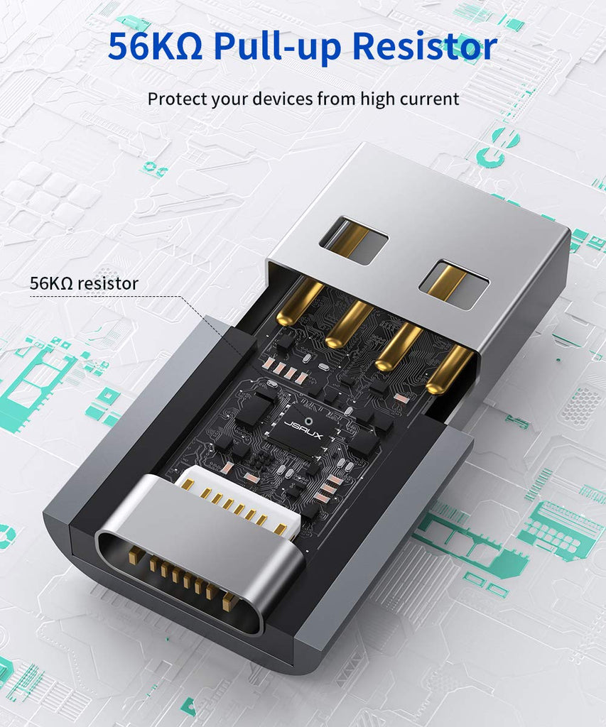 JSAUX USB A auf USB C Buchse Adapter [2 Stück] USB Typ C Adapter Kompatibel für iPhone 11/12 Pro Max, Samsung Galaxy Note 10/Note 20/S20/S20 FE/A70/A50/A90, Google Pixel 4/4XL/3/3XL Grau