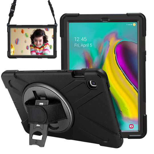 Gerutek Hülle für Tab S5e 10.5 Zoll Cover SM-T725/T720 Samsung Galaxy Case, Stoßfeste Robust Panzerhülle mit 360 Drehbar Stände, Handschlaufe, Schultergurt Schutzhülle, Schwarz Cover von Gerutek