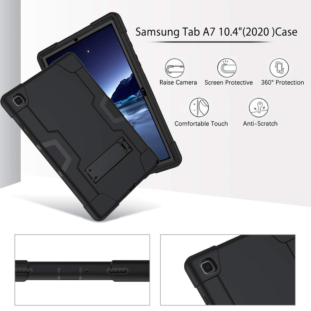 BENTOBEN Samsung Galaxy Tab A7 10,4 2020 Hülle, Galaxy Tab A7 Schutzhülle mit Faltbar Kickstand Hybrid PC Schale Silikon Cover stoßfest Hülle für Samsung Tab A7 10.4'' SM-T500/T505/T507 Schwarz