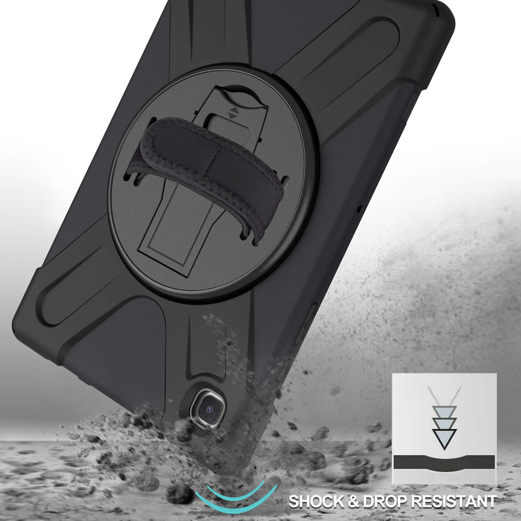 ProCase Hart Hülle für Galaxy Tab A7 10.4” 2020(SM-T500 T505 T507), Stoßfest Schutzhülle mit verstellbar Handschlaufe, Robust Heavy Duty Hybrid –Schwarz