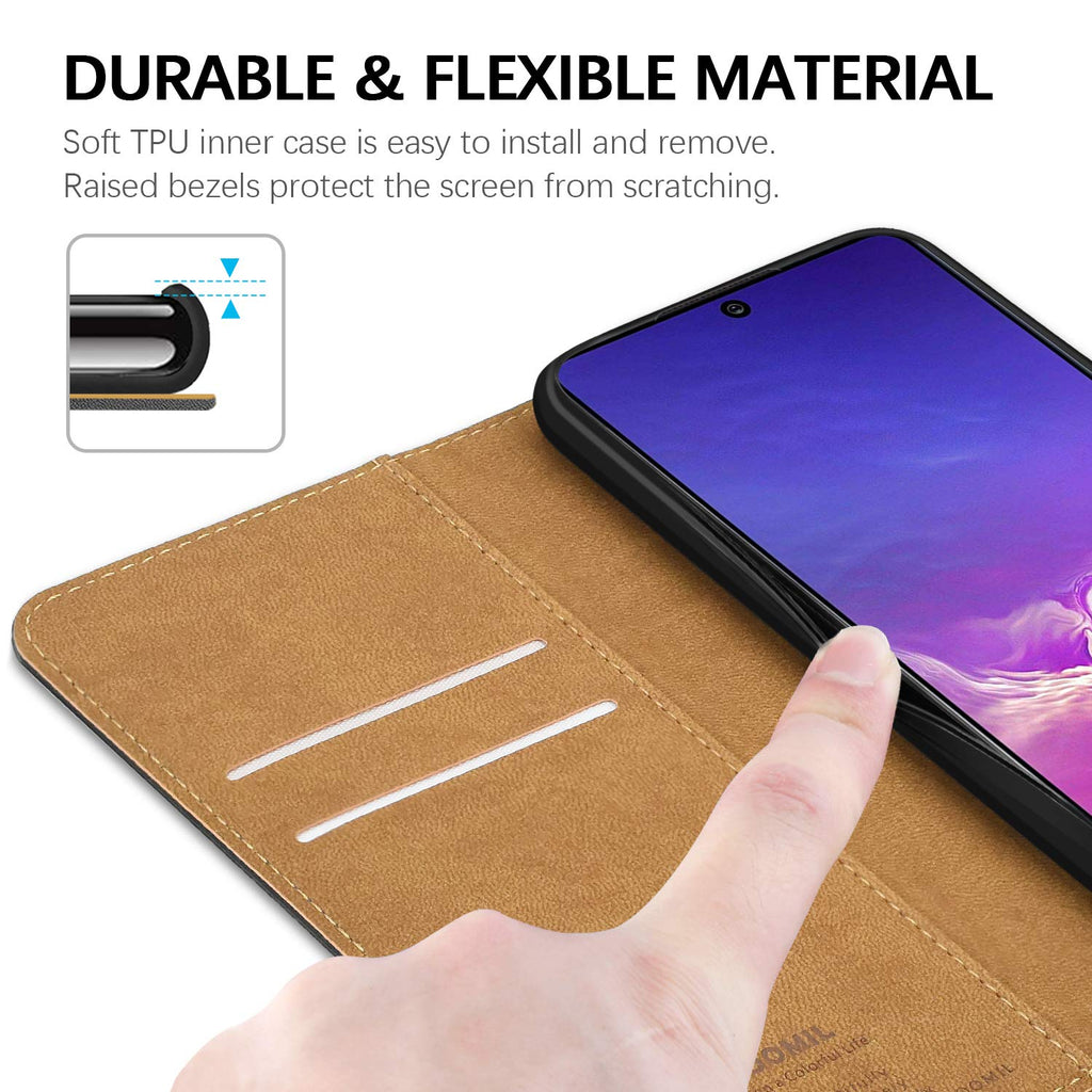 HOOMIL Handyhülle für Samsung Galaxy S10 Lite Hülle, Premium Leder Flip Schutzhülle für Samsung Galaxy S10 Lite Tasche - Schwarz
