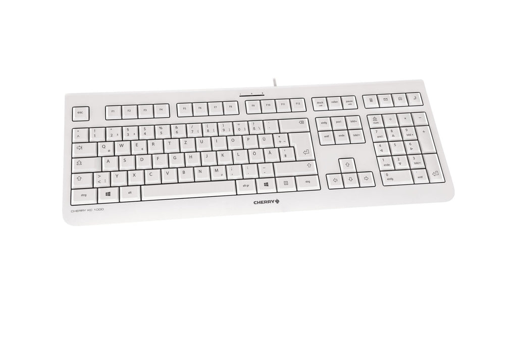 Cherry KC1000 Corded Ultraflat USB-Tastatur, weiß grau