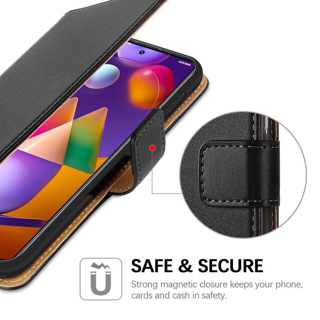 HOOMIL Handyhülle für Samsung Galaxy M31S Hülle, Premium PU Leder Flip Case Schutzhülle für Samsung Galaxy M31S Tasche (Schwarz)