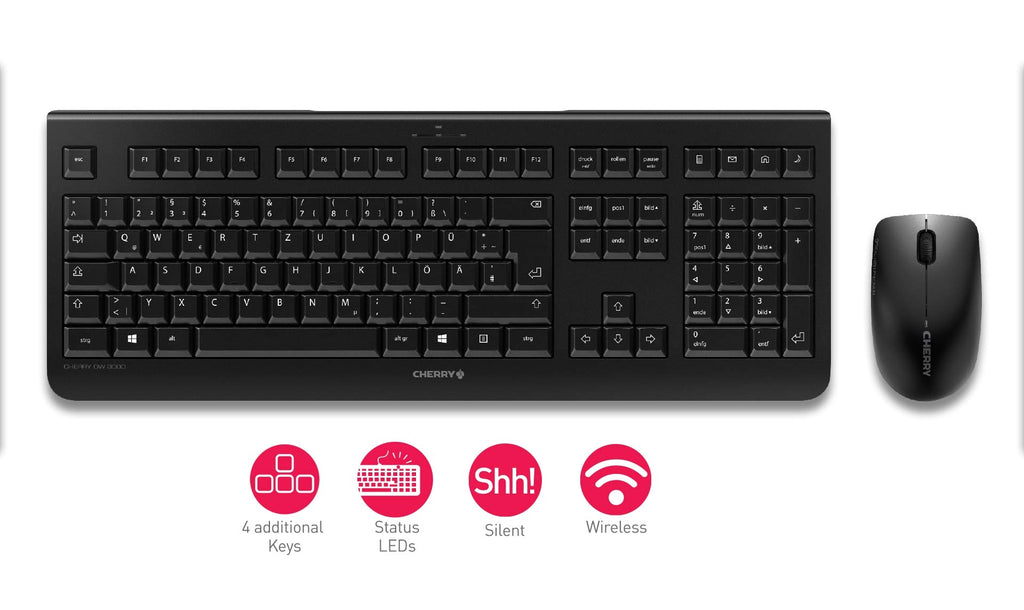 CHERRY Tas DW 3000 Wireless Desktop Black Tastatur+Maus