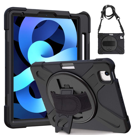 Gerutek Hülle iPad Air 10.9 2020 (4. Generation)/iPad Pro 11 (2020/2018), Stoßfeste Robust Panzerhülle mit Drehbar Stände, Handschlaufe, Schultergurt Schutzhülle für iPad Air 10.9/iPad Pro 11, Schwar