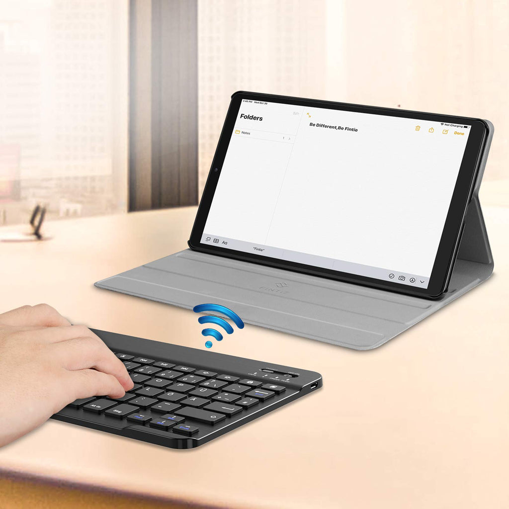 Fintie Tastatur Hülle für Samsung Galaxy Tab A 10.1 SM-T510/T515 2019 Tablet-PC - Slim Fit Kunstleder Stand Schutzhülle mit Magnetisch Abnehmbar Drahtloser Bluetooth Tastatur, Schwarz