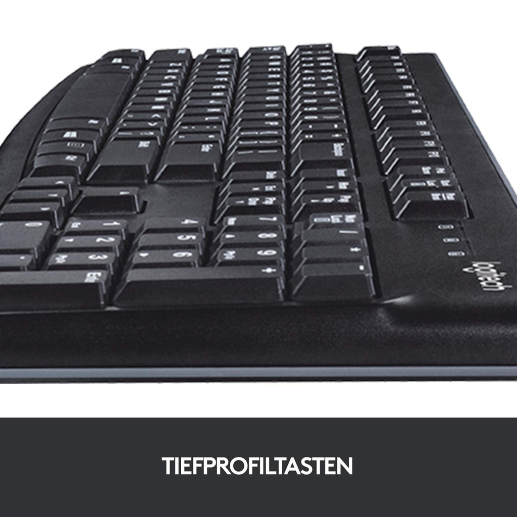 Logitech MK120 Kabelgebundenes Tastatur-Maus-Set, Optische Maus, USB-Anschluss, PC/Laptop, Deutsches QWERTZ-Layout - Schwarz