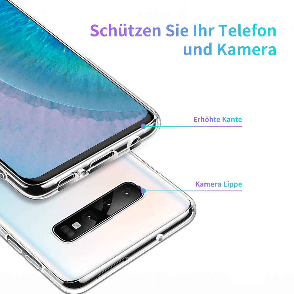 Hülle Kompatibel mit Samsung Galaxy S10, Stoßfest Schützend TPU Ultradünne Klar Silikonhülle, Anti-Rutsch-Handyhülle, Kratzfeste Schutzhülle für Samsung Galaxy S10 - Transparent
