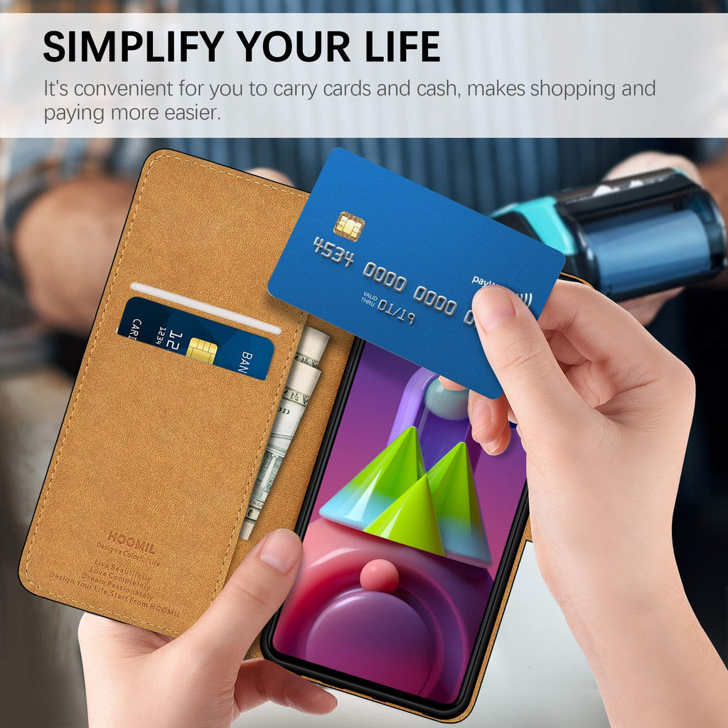HOOMIL Handyhülle für Samsung Galaxy M51 Hülle, Premium PU Leder Flip Case Schutzhülle für Samsung Galaxy M51 Tasche (Schwarz)