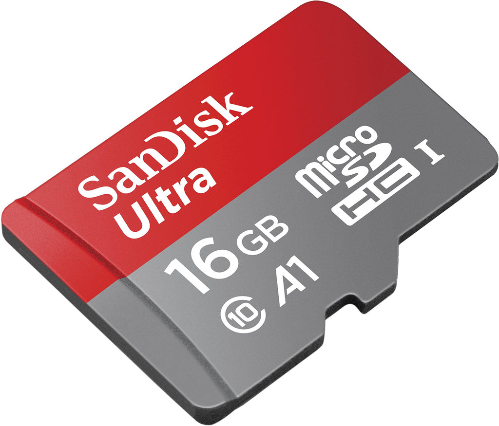 SanDisk Ultra 16GB microSDHC Speicherkarte + SD-Adapter mit A1 App-Leistung bis zu 98 MB/s, Klasse 10, U1