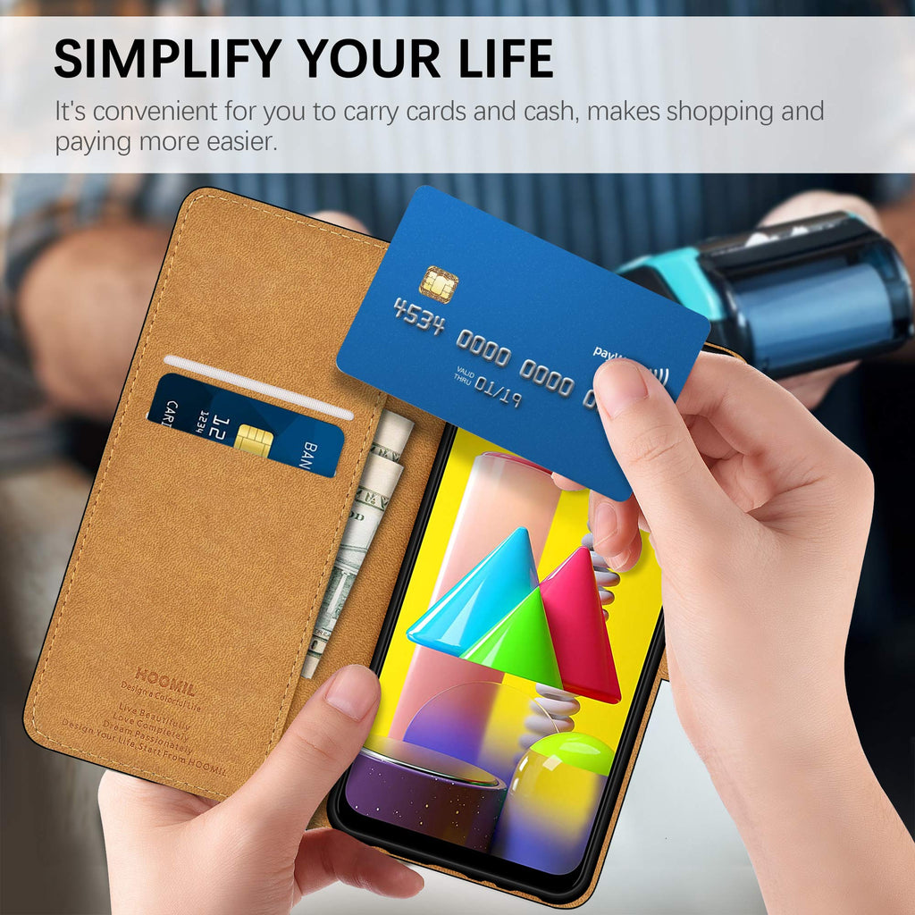 HOOMIL Handyhülle für Samsung Galaxy M31 Hülle, Premium PU Leder Flip Case Schutzhülle für Samsung Galaxy M31 Tasche, Schwarz