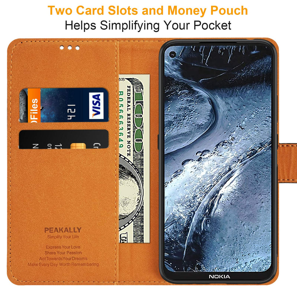 Peakally Handyhülle für Nokia 5.4 Hülle, Premium Leder Flip Case Tasche Schutzhülle Brieftasche Klapphülle [Kartenfächer] [Standfunktion] [Magnet] für Nokia 5.4 - Schwarz