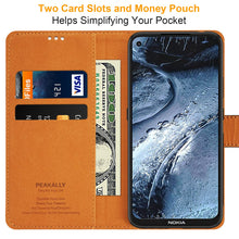 Laden Sie das Bild in den Galerie-Viewer, Peakally Handyhülle für Nokia 5.4 Hülle, Premium Leder Flip Case Tasche Schutzhülle Brieftasche Klapphülle [Kartenfächer] [Standfunktion] [Magnet] für Nokia 5.4 - Schwarz