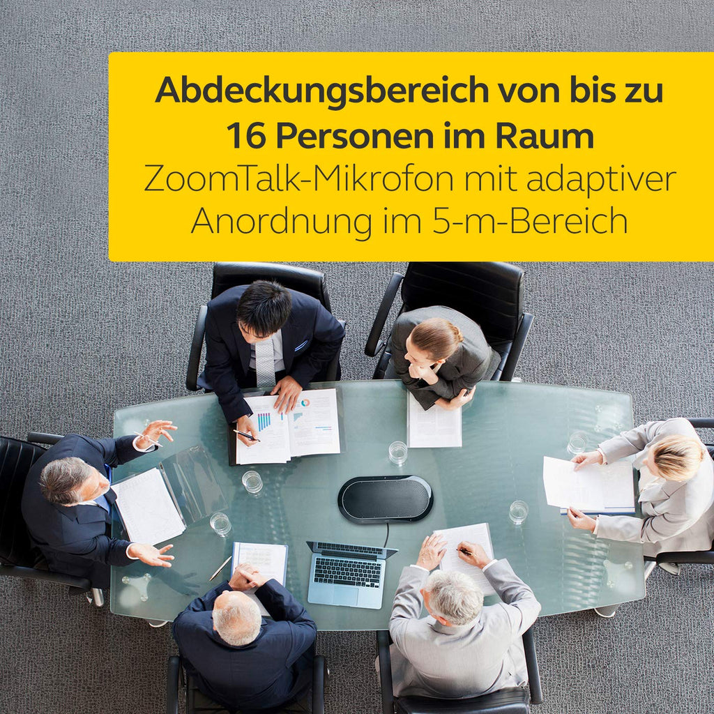 Jabra Speak 810 Konferenzlautsprecher – Microsoft zertifizierter Lautsprecher für große Mettings – mit Bluetooth Adapter und USB-Anschluss – Für Laptop, Smartphone und Tablet