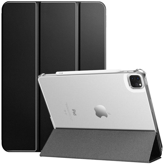 ZtotopCases Hülle für iPad Pro 12.9 2021/2020,Ultra Schlank leichte und Klappständer Schutzhülle mit Transparent Harten PC Back Cover,Auto Schlaf/Aufwach für iPad Pro 12,9'' 5./4.Generation,Schwarz