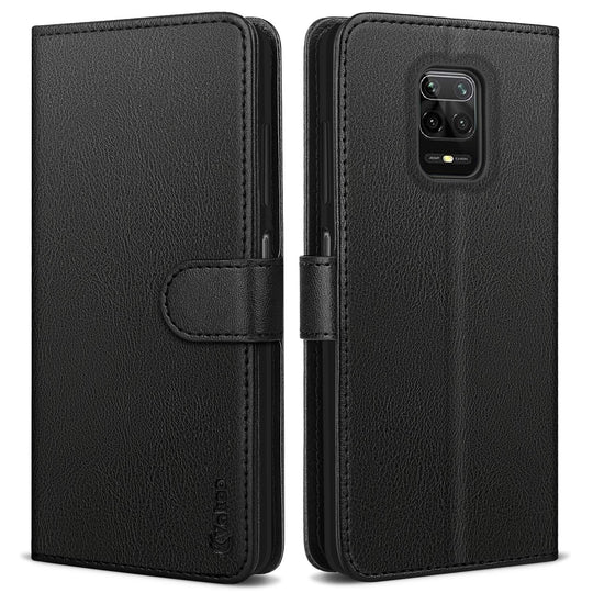 Vakoo Wallet Serie Handyhülle für Xiaomi Redmi Note 9S Hülle, Xiaomi Redmi Note 9 Pro Hülle, Schwarz