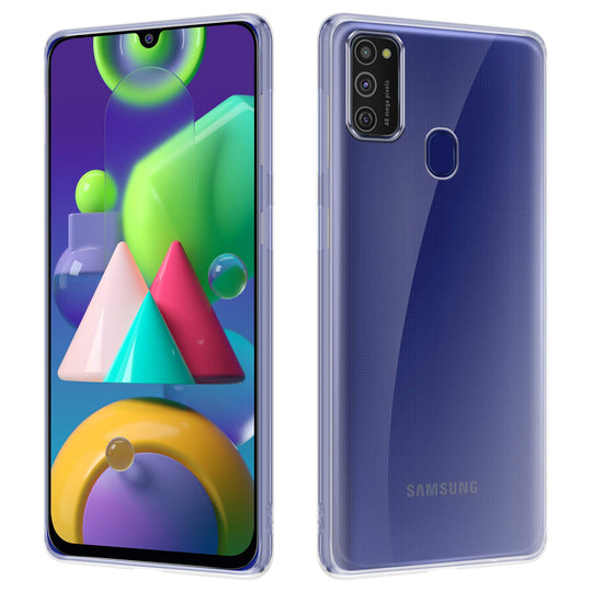 HSP Transparente Hülle kompatibel mit Samsung Galaxy M21 | Premium TPU Silikon Case | Kratzfest Stoßfest Klar | Microdot Handyhülle | Passgenaue, weiche, durchsichtige Schutzhülle