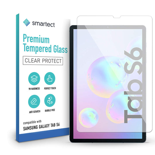smartect Schutzglas kompatibel mit Samsung Galaxy Tab S6 - Tempered Glass mit 9H Härte - Blasenfreie Schutzfolie - Anti-Kratzer Displayschutzfolie
