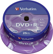 Laden Sie das Bild in den Galerie-Viewer, Verbatim DVD+R - 4.7 GB, 16-Brenngeschwindigkeit mit langer Lebensdauer und Kratzschutz, 25 Stück Spindel, mattsilber