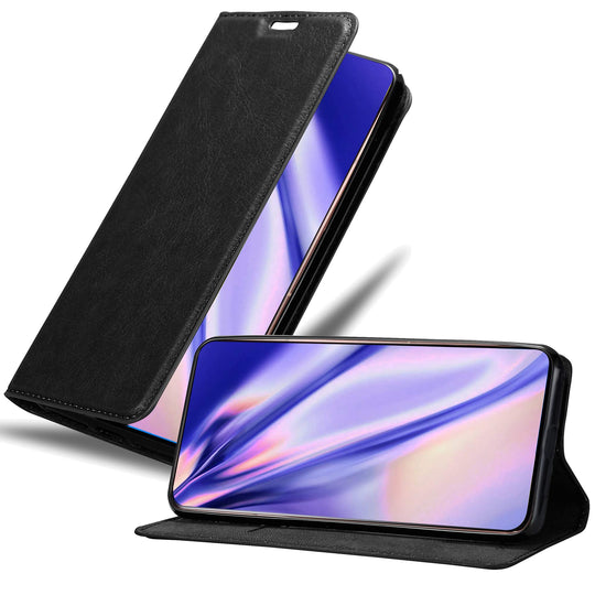 Cadorabo Hülle für Samsung Galaxy A80 / A90 in Nacht SCHWARZ - Handyhülle mit Magnetverschluss, Standfunktion und Kartenfach - Case Cover Schutzhülle Etui Tasche Book Klapp Style