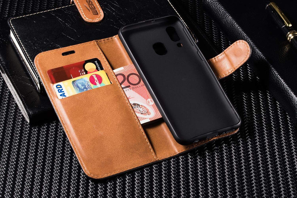 Case Collection Hochwertige Leder hülle für OnePlus Nord N10 5G Hülle (6,49") mit Kreditkarten, Geldfächern und Standfunktion für OnePlus Nord N10 5G Hülle