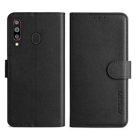 FMPCUON Handyhülle Kompatibel mit Samsung Galaxy A70 Hülle Leder PU Leder Tasche,Flip Case Lederhülle Handyhülle Etui Handytasche Schutzhülle für Galaxy A70,Schwarz