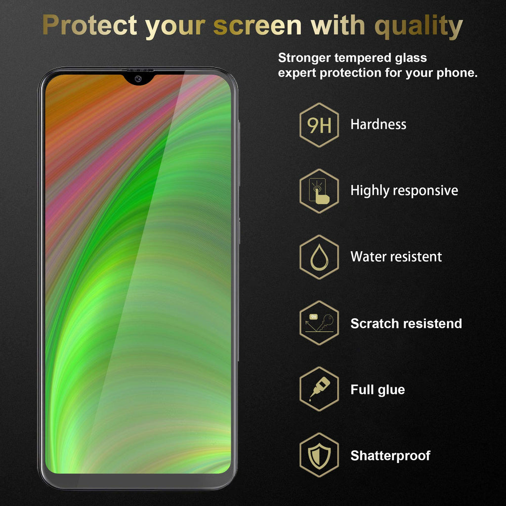 Cadorabo Vollbild Panzerglasfolie für Samsung Galaxy A20e - Schutzfolie in TRANSPARENT mit SCHWARZ - Gehärtet (Tempered) Displayschutz Glas in 9H Härte mit 3D Touch Kompatibilität