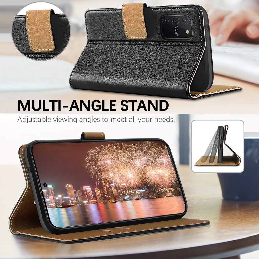 HOOMIL Handyhülle für Samsung Galaxy S10 Lite Hülle, Premium Leder Flip Schutzhülle für Samsung Galaxy S10 Lite Tasche - Schwarz