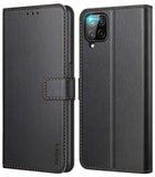 Ganbary Handyhülle für Samsung Galaxy A12 /M12 Hülle, Premium Leder Tasche Flipcase [Kartenschlitzen] [Magnetverschluss] [Standfunktion] kompatibel mit Samsung A12 Schutzhülle, Schwarz