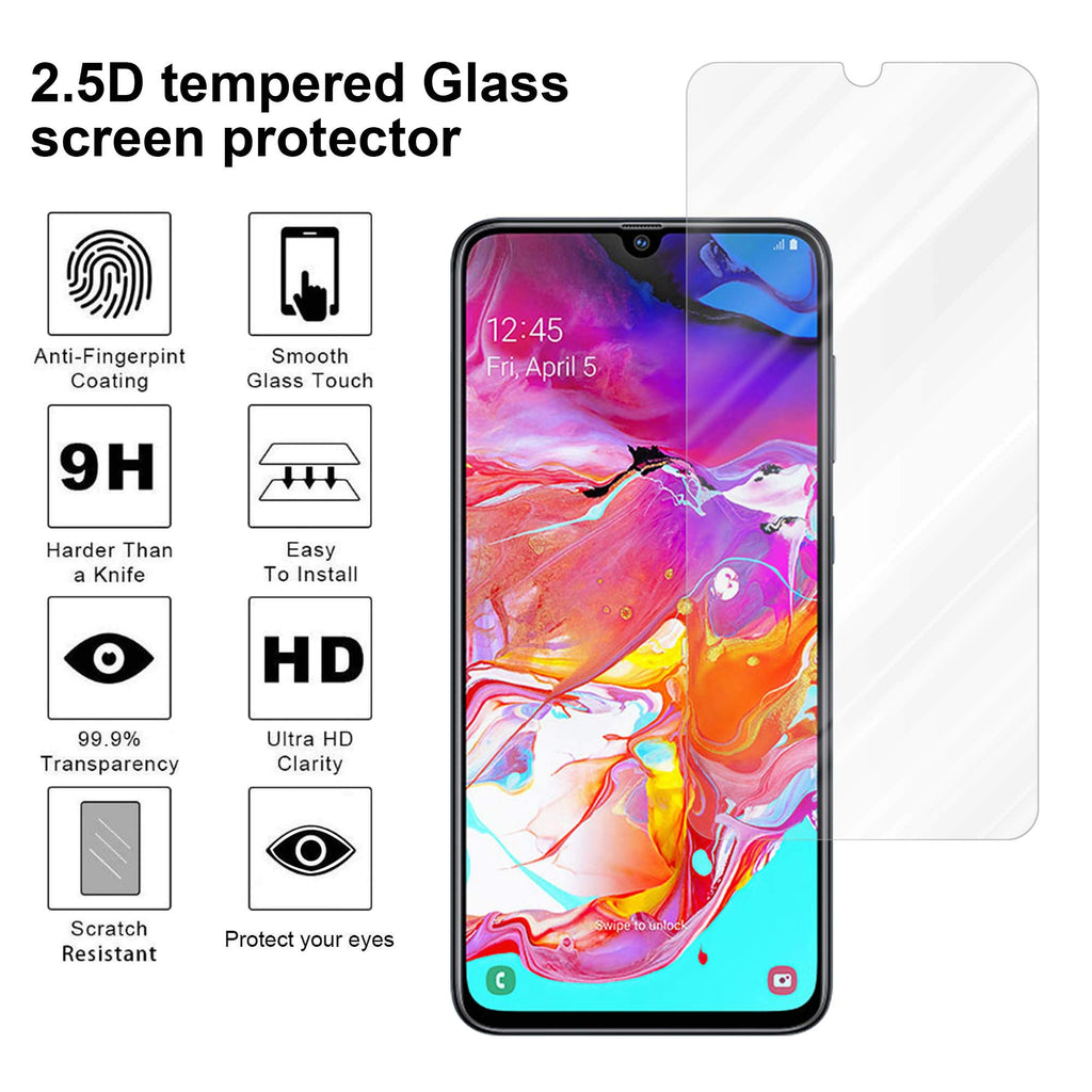 Cadorabo Panzerglasfolie für Samsung Galaxy A70 - Schutzfolie in KRISTALL KLAR - Gehärtet (Tempered) Displayschutz Glas in 9H Härte mit 3D Touch Kompatibilität