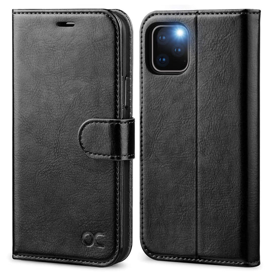 OCASE iPhone 11 Pro Hülle Handyhülle [PU Leder] [Standfunktion] [Kartenfach] [Magnetverschluss] Tasche Flip Case Etui Schutzhülle Schlanke Leder klapphülle für iPhone 11 Pro Cover Schwarz