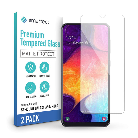 smartect Mattes Schutzglas kompatibel mit Samsung Galaxy A50 / A50s / M30s / M31 / M21 - Tempered Glass mit 9H Härte - Blasenfreie Schutzfolie - Anti-Kratzer Displayschutzfolie