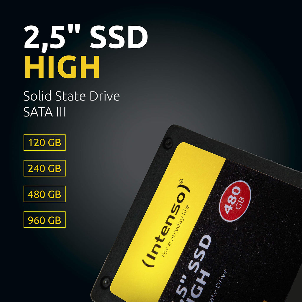 Intenso High Performance interne SSD 960 GB (6,3 cm (2,5 Zoll), SATA III, 520 MB/Sekunden) schwarz