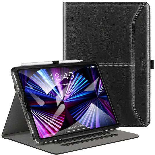 ZtotopCases Hülle für Neu iPad Pro 11 2021(3. Generation), Premium Leder Geschäftshülle mit Ständer,Kartensteckplatz,Auto Schlaf/ Aufwach Funktion, Mehrfachwinkel,für iPad 11 Zoll 2021, Schwarz