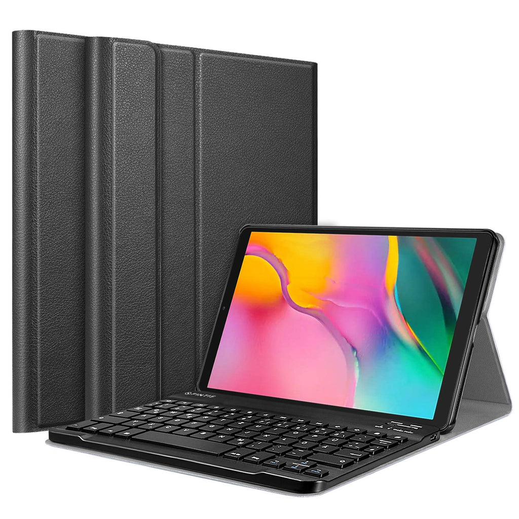 Fintie Tastatur Hülle für Samsung Galaxy Tab A 10.1 Zoll 2019 SM-T510/T515 Tablet-PC - Ultradünn leicht Schutzhülle mit magnetisch Abnehmbarer drahtloser Deutscher Bluetooth Tastatur, Schwarz